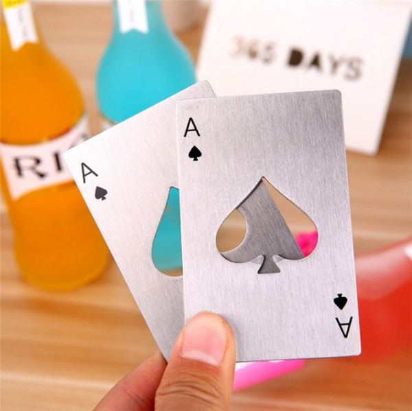 

black ace poker card opener stainless steel beer openers bar tools credit card soda spades beer bottle cap silver opener gifts kitchen tools