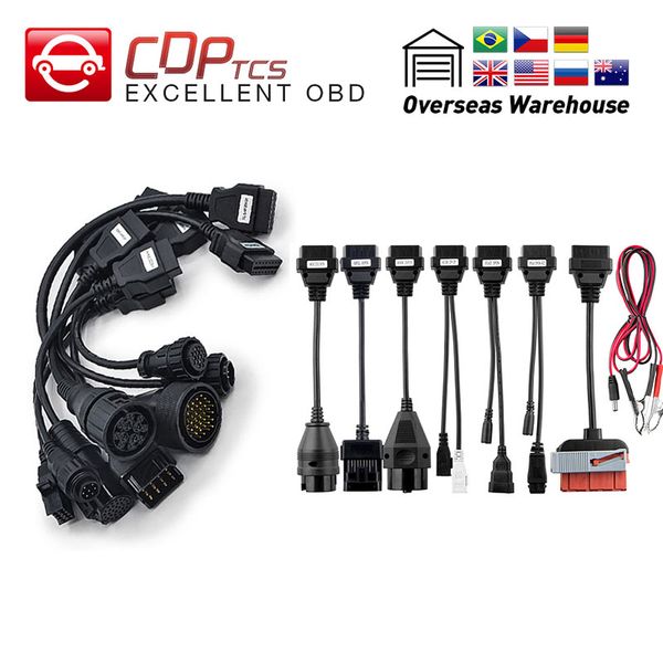 

cdp tcs car and truck cables full set 8pcs obdii obd2 cable truck car leads for multidiag pro mvd scanner obd 2 dignostic tool