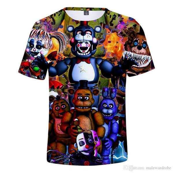 

mens 3d designer t shirts summer five nights at printed fashion tees short sleeves, White;black