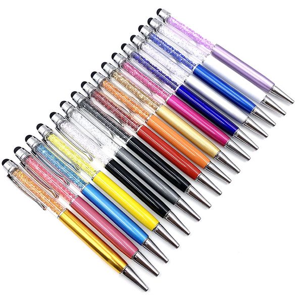 Bling Crystal Ballpoint Pen Creative Pilot Stylus Clip Touch Pen для написания канцелярских товаров офисные школы студент подарок креатив 24 цвет