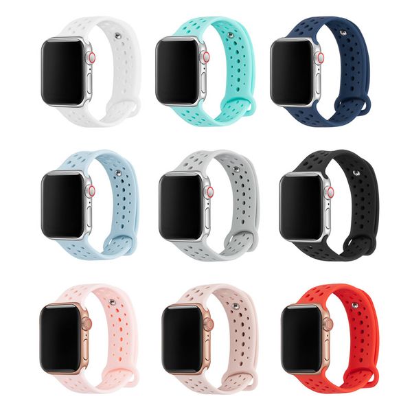 

silicone watchband for apple watch 38mm/42mm 42mm/44mm strap band for iwatch 4 3 2 1 series sports band with hole loops 81004