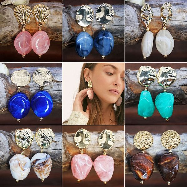 

exknl wholesale irregular dangle drop big earrings bohemia resin long vintage shell wedding earrings women fashion jewelry 2019, Silver