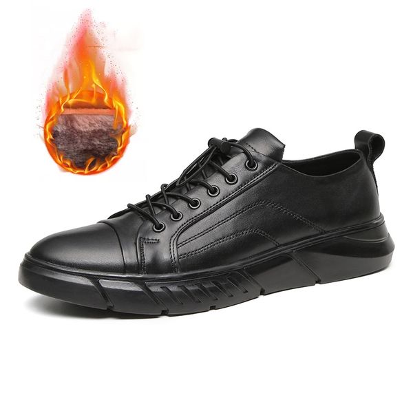

autumn winter men genuine leather solid black casual shoes sneakers chaussure homme cuir brand flat shoe big size