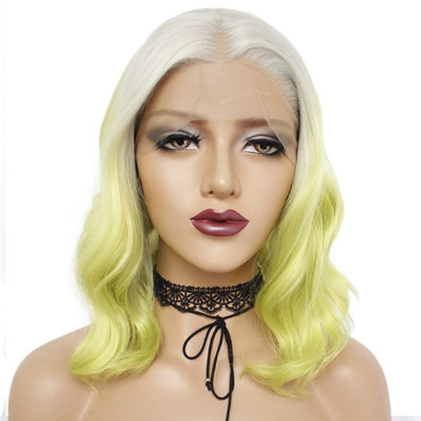 Fashion Wig Front Lace Chemical Fiber Wig Headband Green Gradient