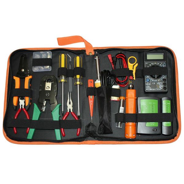 

16 in 1 portable network cable tester tool lan utp screwdriver wire stripper for computer network crimping pliers tool kit sets
