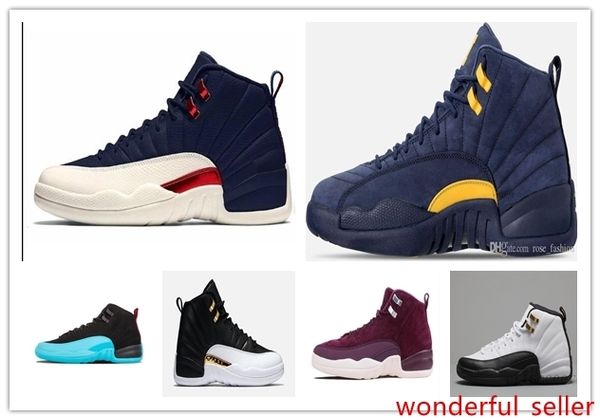 

12 bulls unc college navy wheat bordeaux the master black wool flu game michigan men basketball shoes 12s womens sneakers trainers