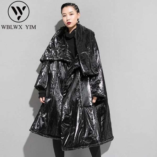 

2020 new winter jacket women loose thick warm turtleneck long parka jacket winter down padded coat female streetwear overcoat, Black