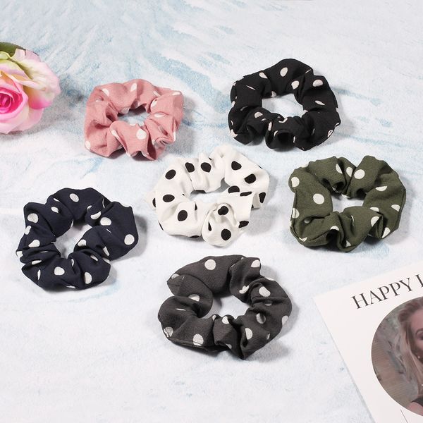 

dots women hair accessories striped cloth hair bands holder scrunchies ponytail elastic rope headwear for girl