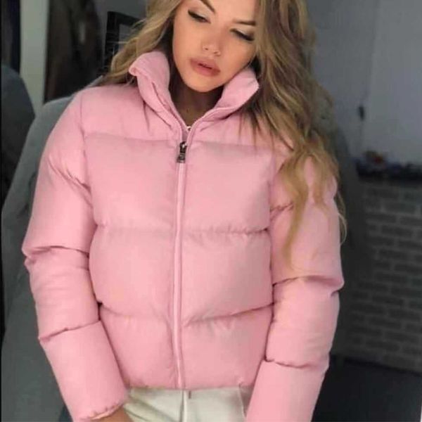 

ladies padded coats loose winter women jacket thicken warm fashion coat short vogue casual cotton parka coats stand collar, Black