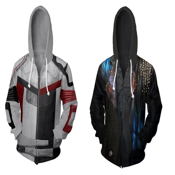 

descendants 3 hoodie carlos cosplay hip hop hooded sweatshirt zipper hooded hoodie costume men women jackets, Black