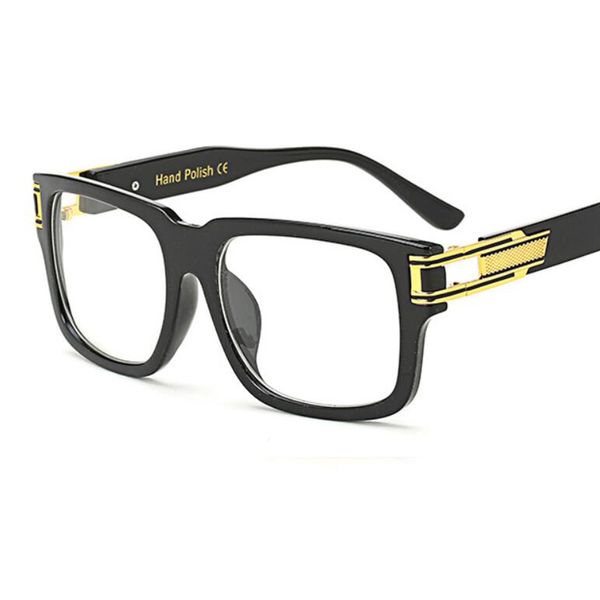 

mens vintage sunglasses luxury desgier square frame sun glasses male goggle clear lens classic brand oversized eyeglasses men, White;black