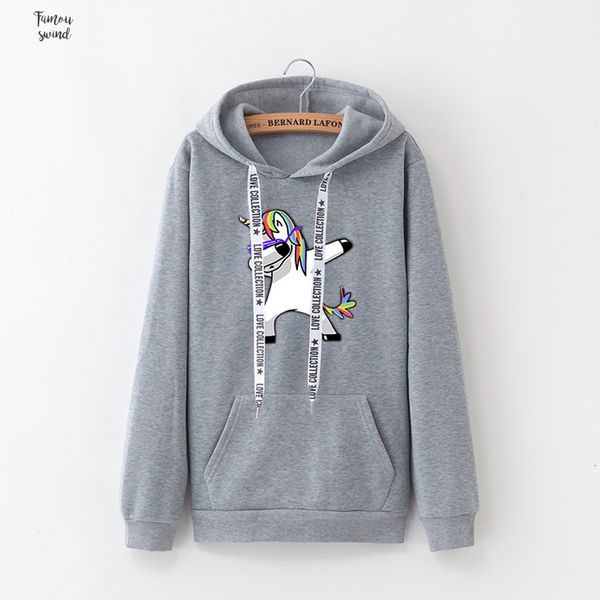 

2019 velvet new harajuku women hoodies bts print unicorn casual loose womens coat jumper hooded warm plus winter top, Black