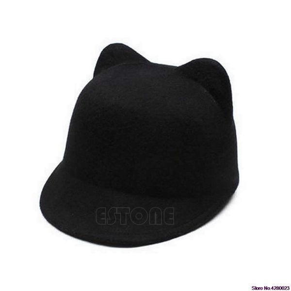 

winter women girl wool derby devil hat cute kitty cat ears bowler cap 828 promotion