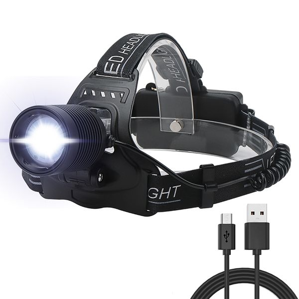 

xhp50 led headlamp zoomable headlight adjustable 3 modes torch usb rechargeable 2x18650 for hunting camping night riding lamp