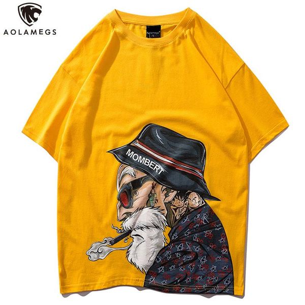 

aolamegs майка мужская мода old man напечатанных мужские футболки с коротким рукавом футболка casual high street tees summer streetwear, White;black