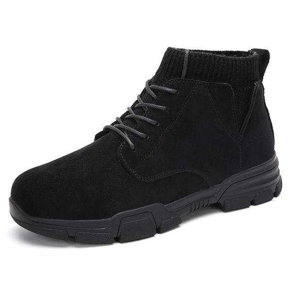 

fashion comfortable men boots high-ankle boots men new outdoor wear resistant walking casual shoes male sapatos casuais masc, Black