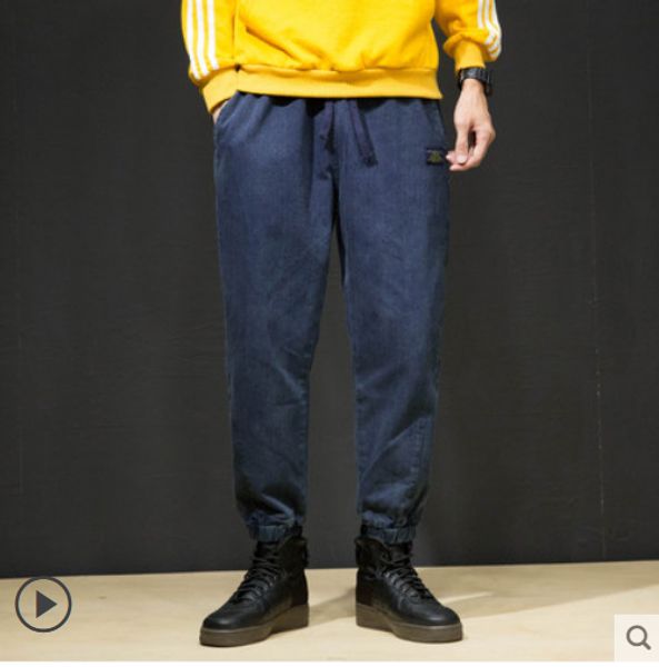 

the blue men jeans are loose big yards and male leisure haroun pants fatty beam foot sweat pants