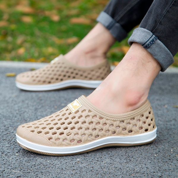 

sagace-men shoes summer fashion flats hollow out hole beach breathable sandals light casual beach shoes soft comfortable 6j26, Black