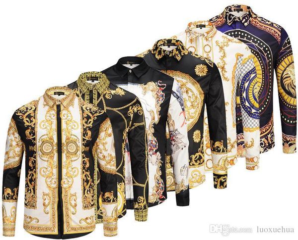 

fdeyu2018 of men floral print цвет смеси люкс повседневный harajuku длинные рукава мужские рубашки medusa  - 2xl, White;black