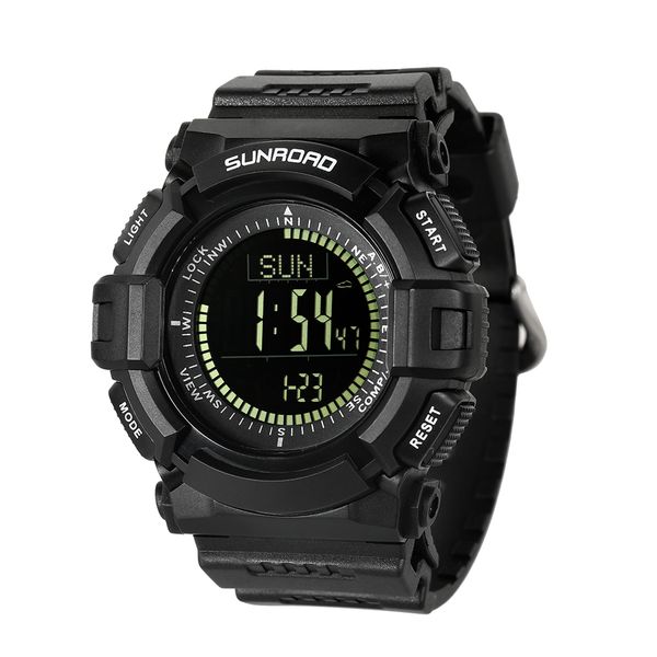 

large dial digital sport watch pedometer 5atm waterproof outdoor watch barometer altimeter thermometer time calories burned, Slivery;brown