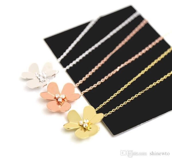 

новые прибытия моды нежная леди brass 18k покрытием золото колье с тремя алмазные три листьев цветка подвеска 3 цвет, Silver