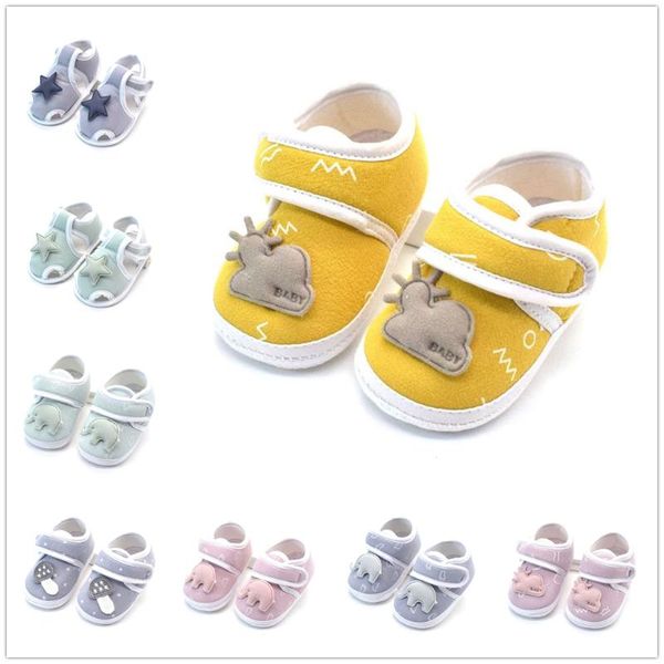 

0-15m baby boys girls cartoon elephant printed non-slip first walkers kids toddlers flat shoes newborn cotton prewalker