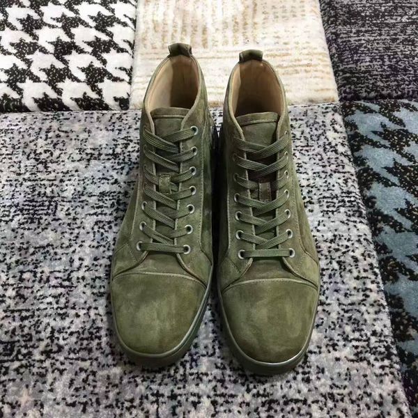 

new mens womens high green suede red casual shoes,fashion gentleman designer lace-up sneakers 5s 04, Black