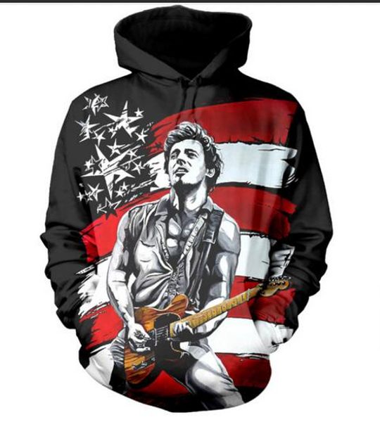 

new fashion hip hop sweatshirt men women 3d casual hoodies bruce springsteen harajuku style loose pullover hoodies us0247, Black