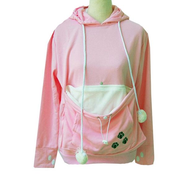

women cuddle pouch hoodies mewgaroo kangaroo cat pet casual blouse pullovers ears sweatshirt front pocket hoodie elegant, Black