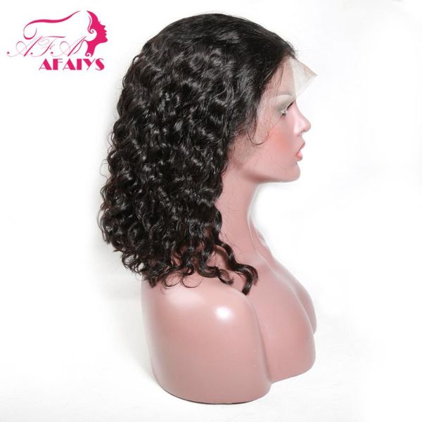 

afaiys deep curly wave short bob wigs 150% density lace front human hair wigs for black women brazilian virgin hair bob wig, Black;brown