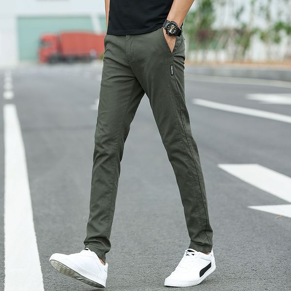 

2020 spring autumn new men's slim casual pants fashion business stretch trousers male brand pant black gray size 38