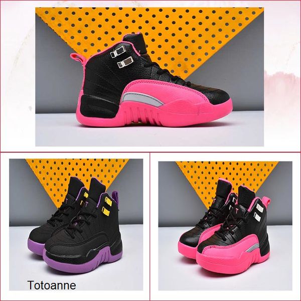 

new kids shoes 12 deadly pink black 510815-026 kid basketball 12s boy grils running shoe sports tennis designer trainer sneakers