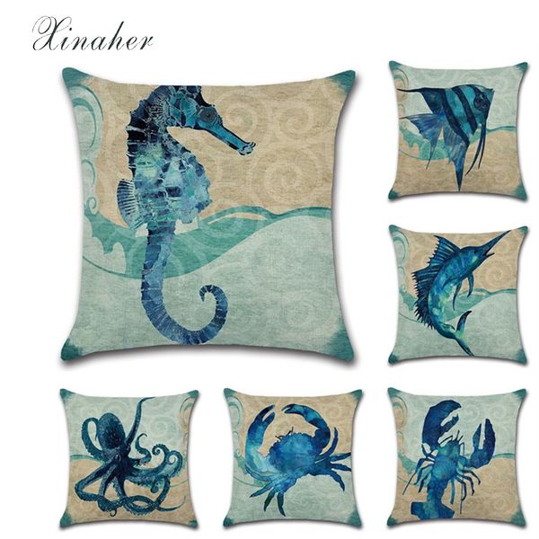 

sea turtle seahorse squid etc. cushion cover marine ocean jellyfish home decor pillowcase ocs sofa cushion case