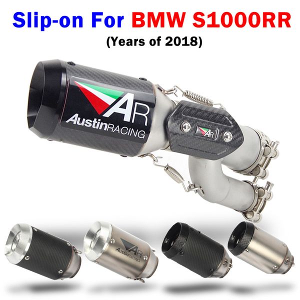 

slip-on motorcycle exhaust muffler middle link pipe with austin racing exhaust for s1000rr 2017 2018 2019