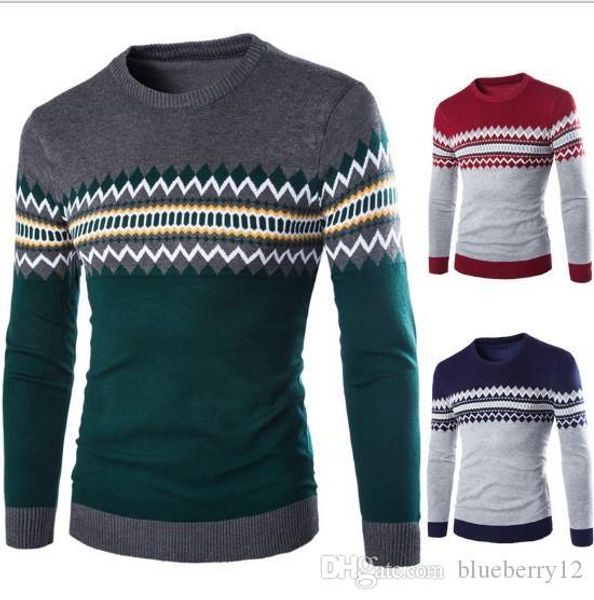 

mens sweaters casual style crewneck knitewear 4 colors slim fit men jumper asian size m-2xl ig