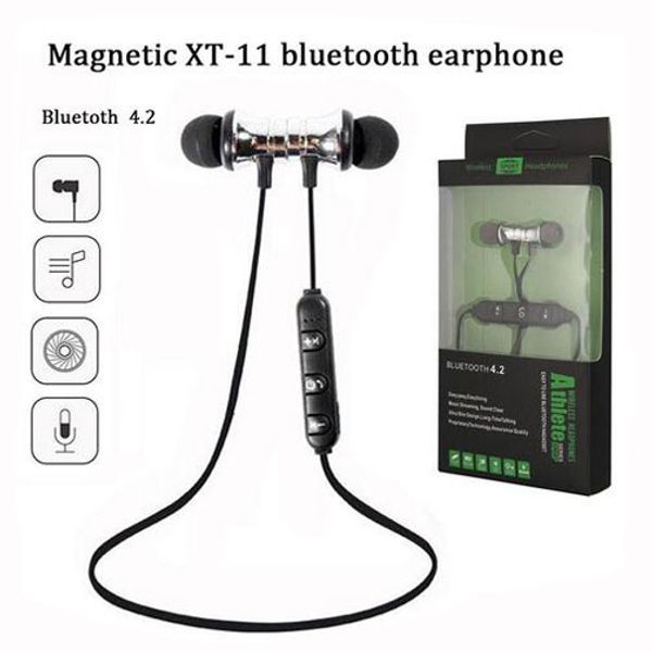 

xt-11 wireless sports headset bluetooth 4.2 hd stereo earphone magnetic headphones noise canceling with retail package