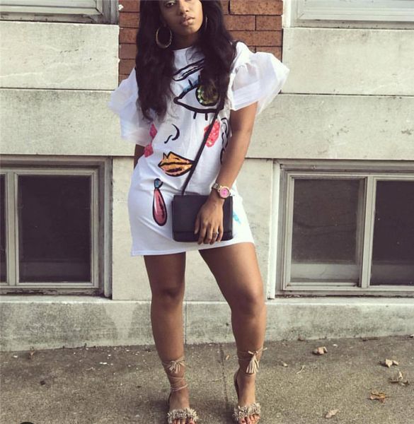 

Womens Summer A Line Designer Shirt Dresses Crew Neck Short Sleeve Fashion Style Female Casual Clothing