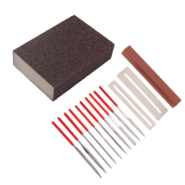 

guitar file fret nut saddle slot grinding set + whetstone + sandpaper block
