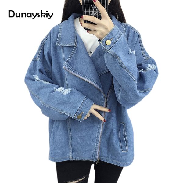 

fashion spring autumn basic button denim jacket women 2019 long sleeve slim hole wide waisted students jeans jackets coats, Tan;black