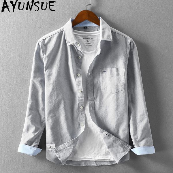 

ayunsue men's shirt spring summer long sleeve shirt korean clothes pure cotton shirts men 2020 camisas para hombre kj4659, White;black