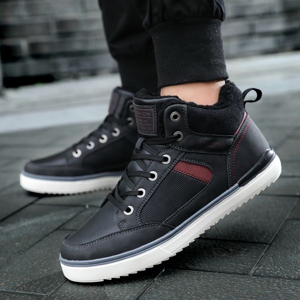 

winter hiking shoes men fleece thick snow boots lightweight non-slip outdoor tactical shoes waterproof leather sneakers