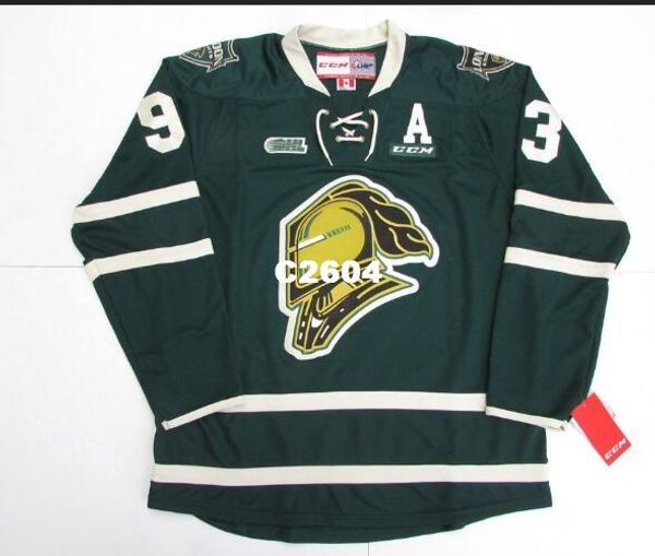 

real men real full embroidery #93 mitch marner ohl london knights green premier 7185 hockey jersey or custom any name or number jersey, Black;red