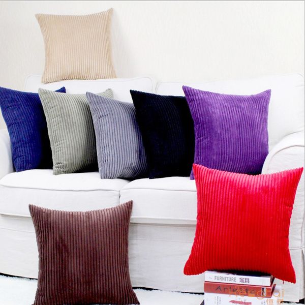 

square solid cushion cover with hidden zipper decorative throw pillow case velvet corduroy pillow covers -16 colors- 50x50cm