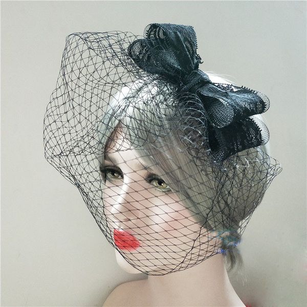 

2019 elegant women bridal hats and fascinators for laddies bridal party hat black net headpiece with bow