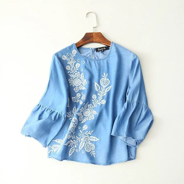 

fashion day silk jeans, embroidery, tassel shirt.