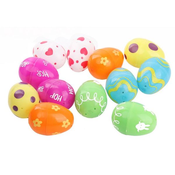 

12pcs decorative easter eggs colorful plastic empty fillable easter eggs diy party decor kids toys #yw