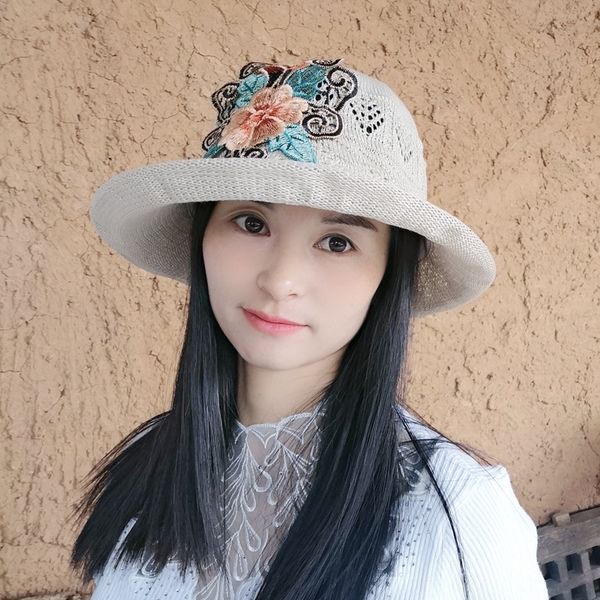 

yunnan ethnic embroidery embroidered knitted knitted ethnic style hat folding hat, Blue;gray