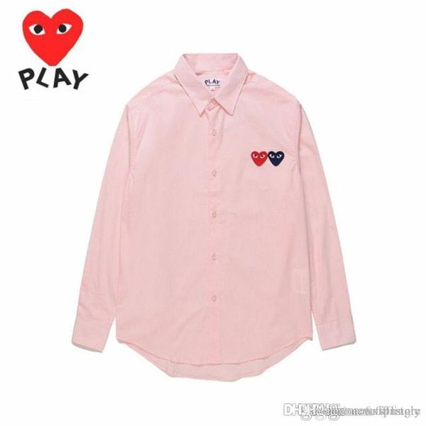 

2018 holiday heart emoji play c331-1 pink double heart knit shirt cotton striped long sleeved shirt lovers, White