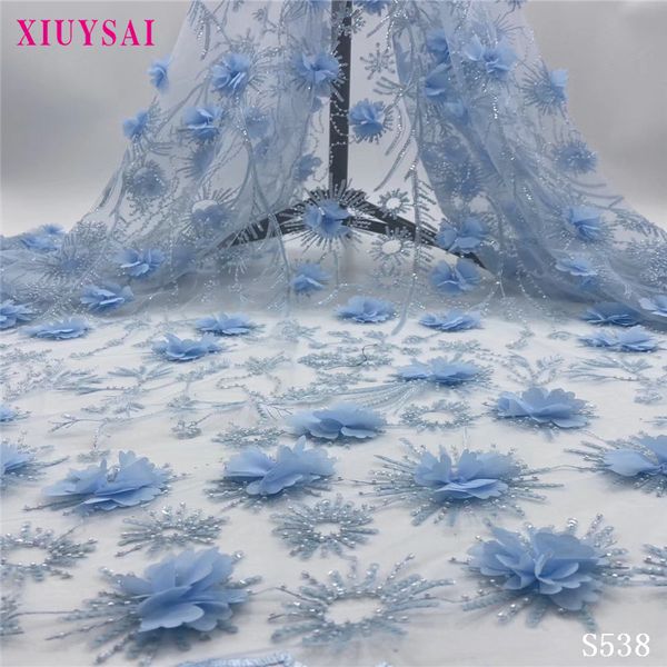 

xiuysai noble handmade decal beads, designed for gorgeous brides, french tulle lace, romantic dress s538, Pink;blue