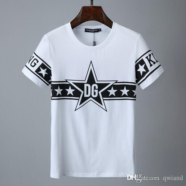 

men's new cotton short sleeve t-shirt round neck fashion casual brand men's printed white short sleeve designer t shirts, White;black
